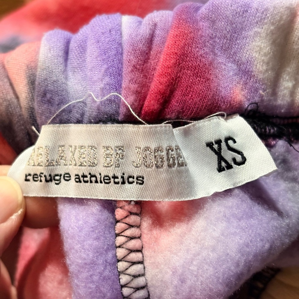 Refuge Athletics Tie Dye Sweatpants‎ Purple Pink Black Yellow Jogger Pants XS - Picture 3 of 13